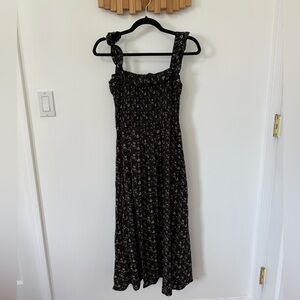 NATURAL LIFE Megan Black and Burgundy Floral Midi Dress, Size Small